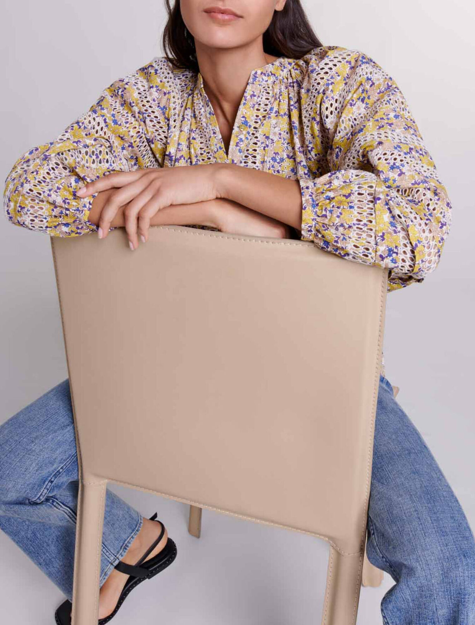 Patterned embroidered blouse