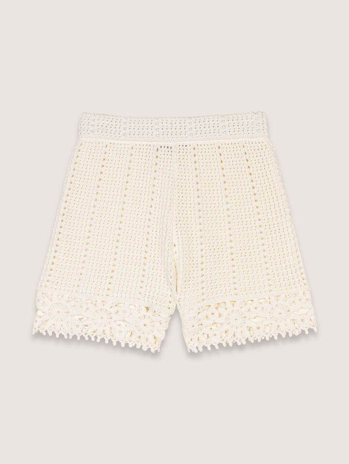 Crochet-knit shorts