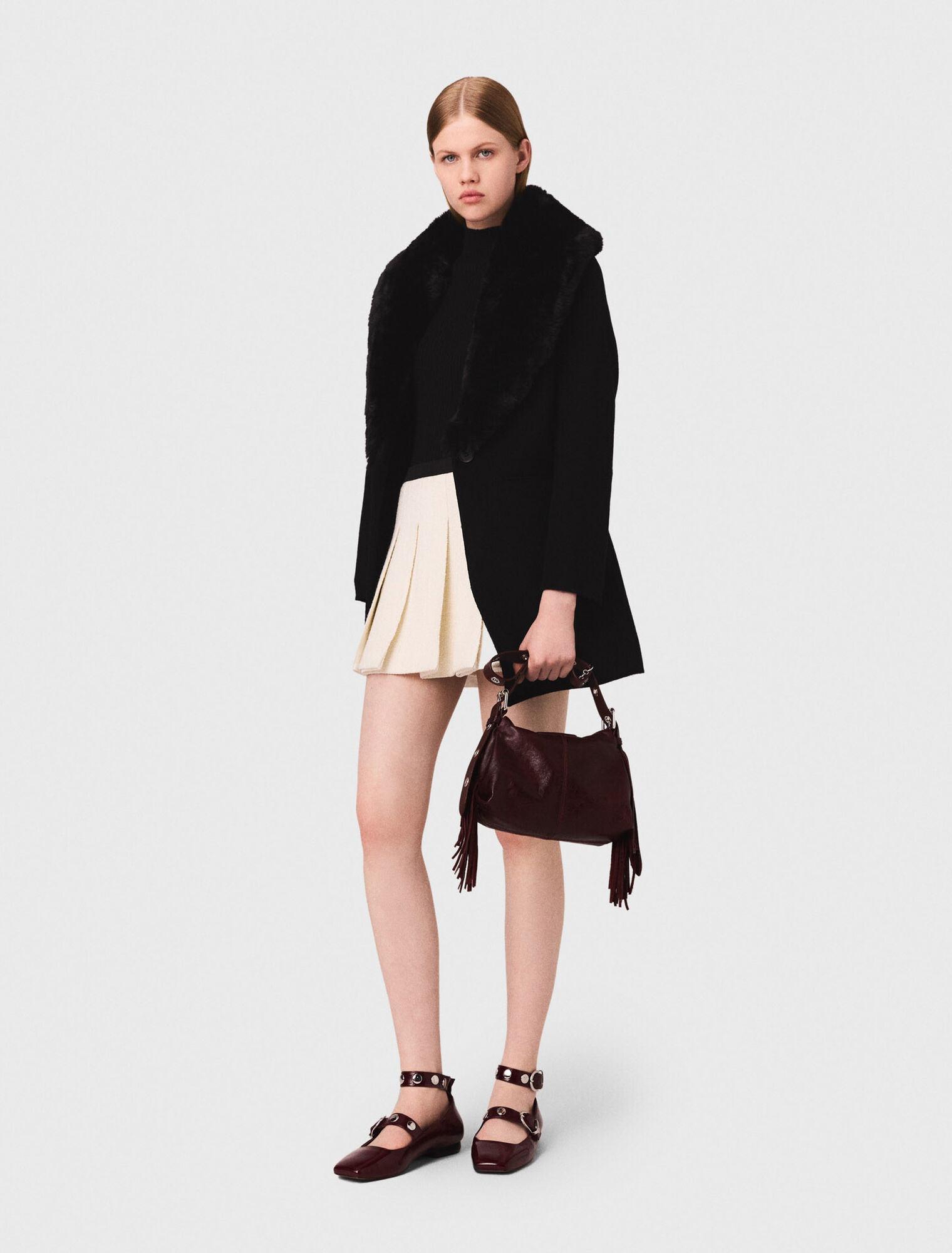 Double-faced mid-length coat