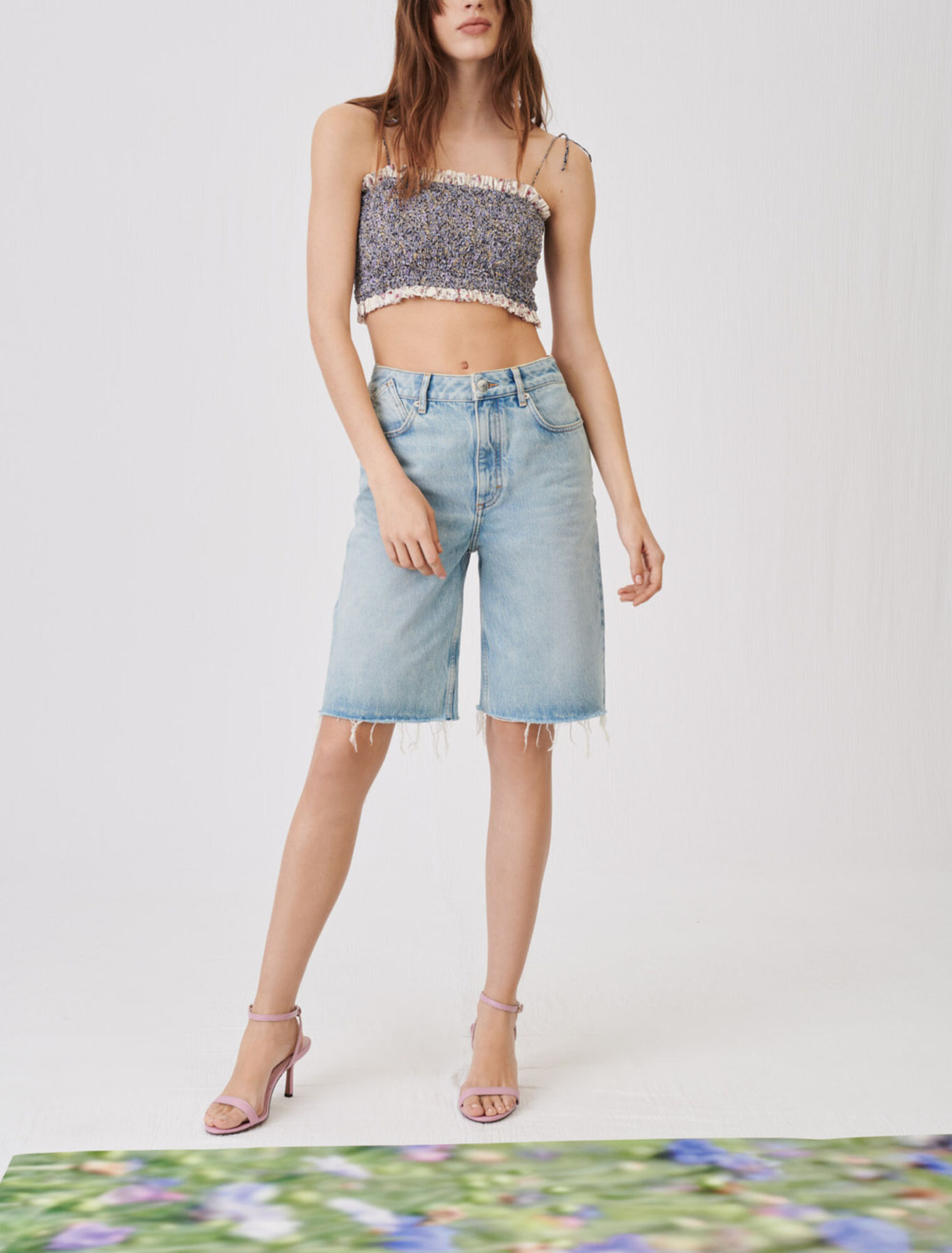 Straight denim shorts