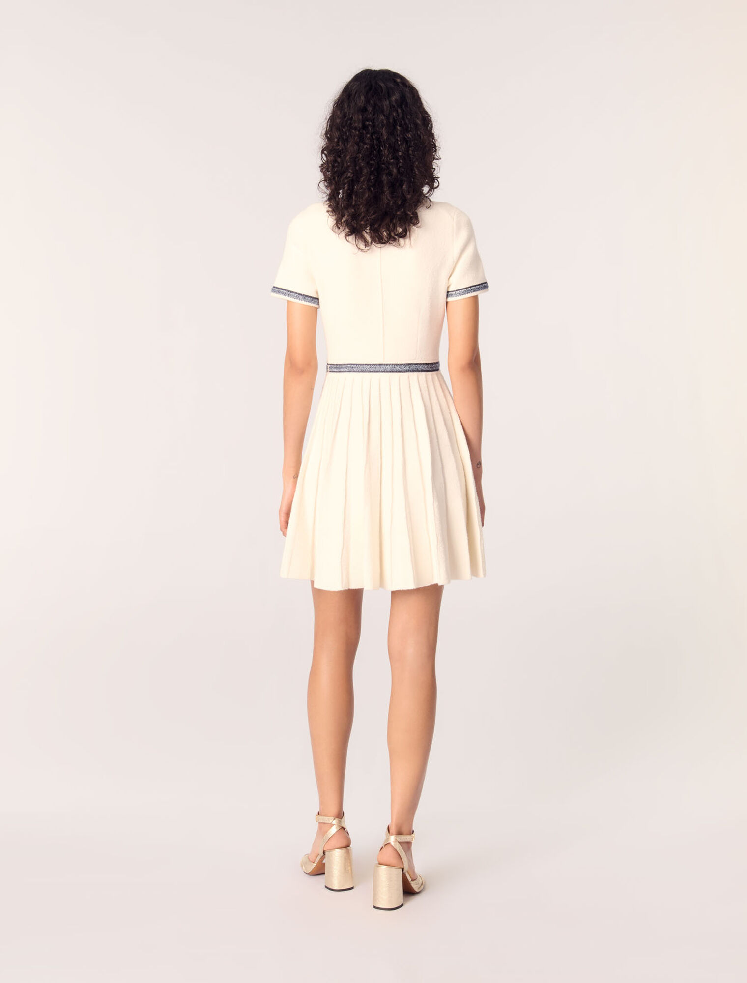 Pleated knit short dress