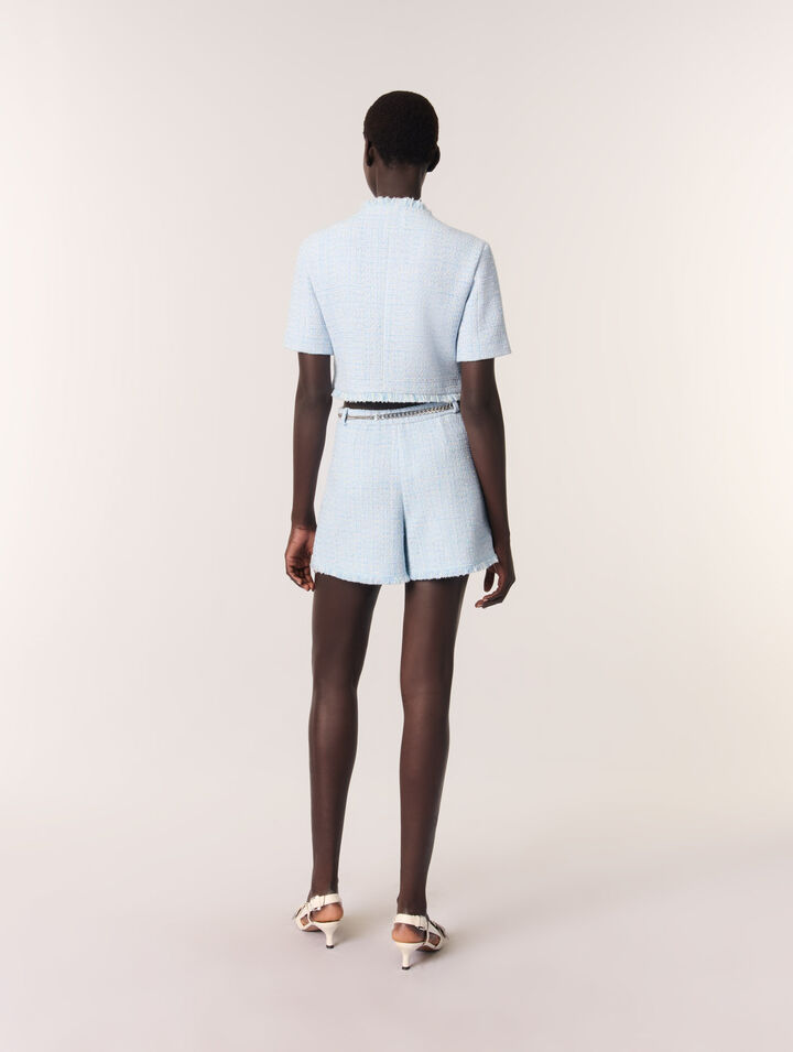 Tweed shorts with belt