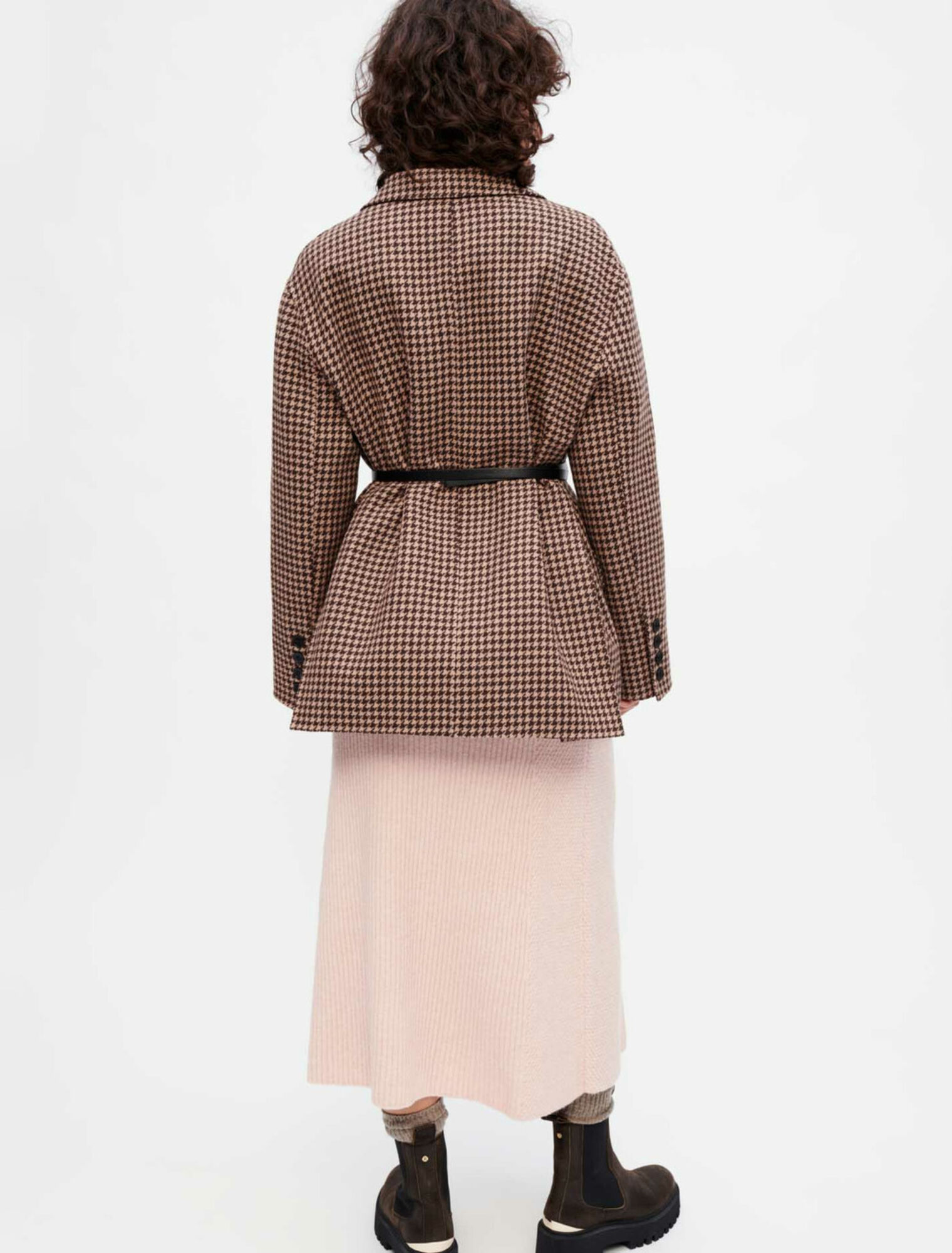 Oversized houndstooth coat