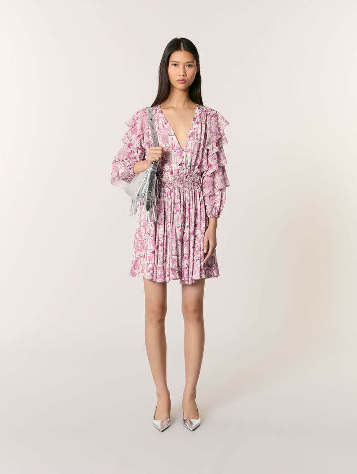 Patterned ruffled dress