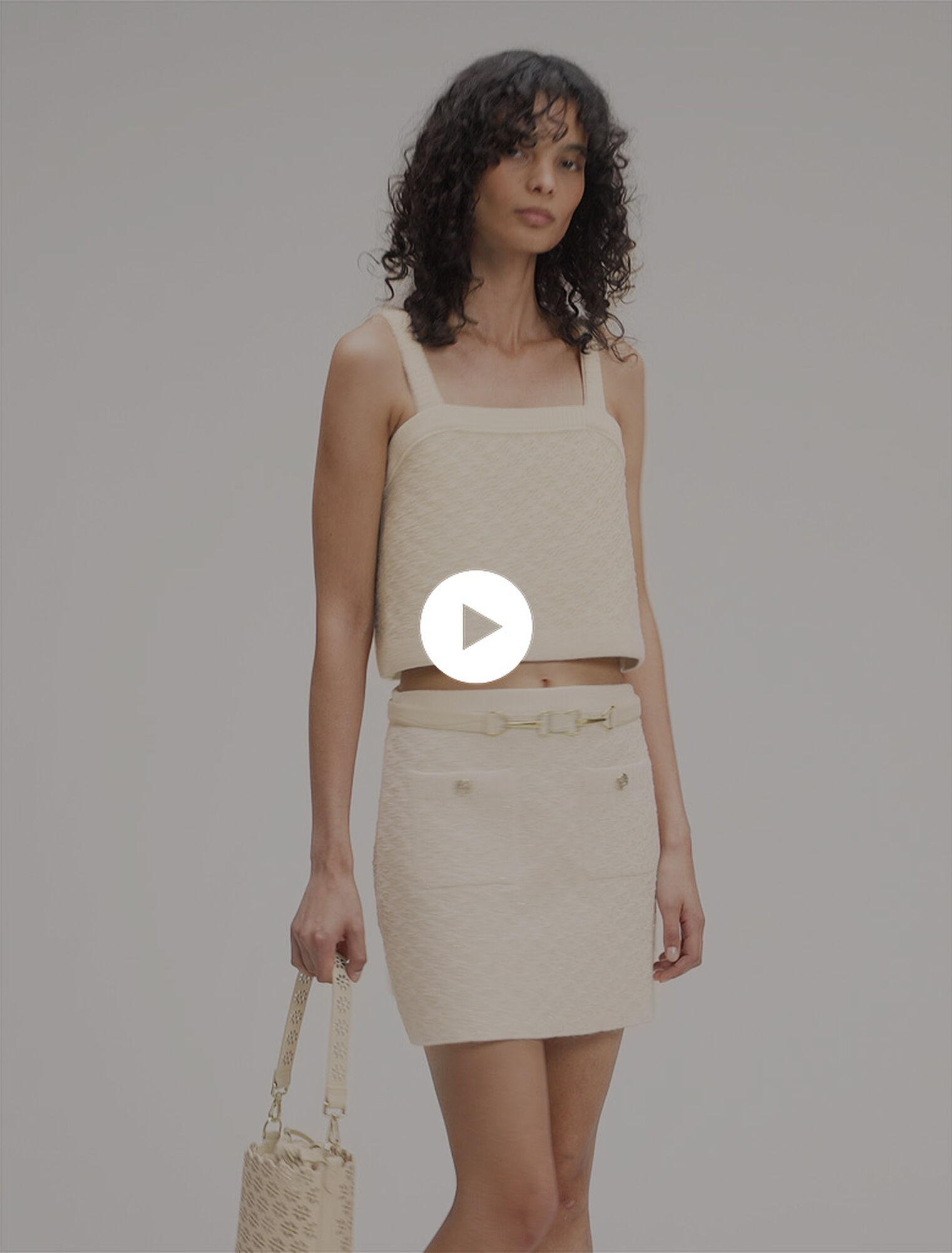 Tweed-effect knitted skirt