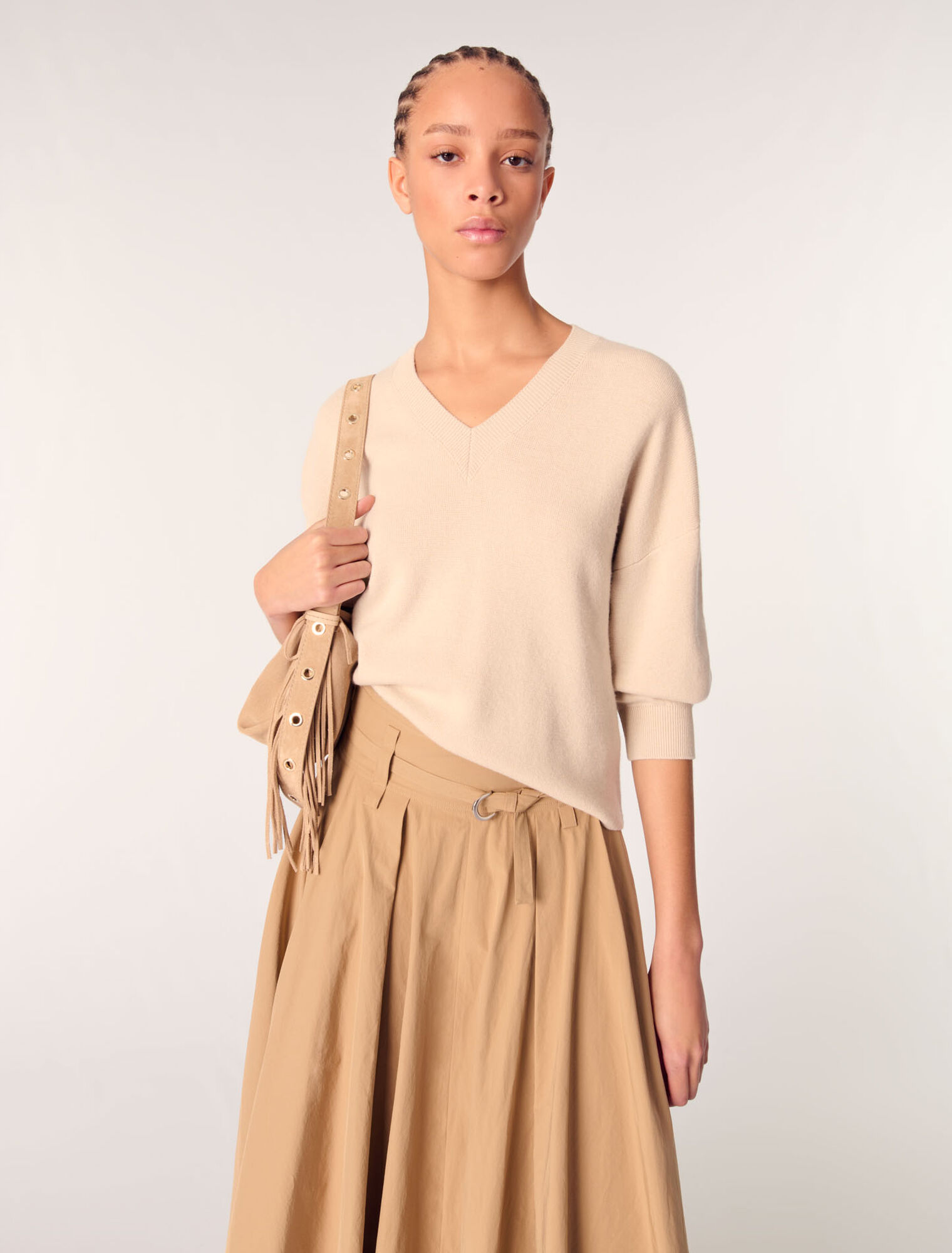 Wool blend V-neck jumper