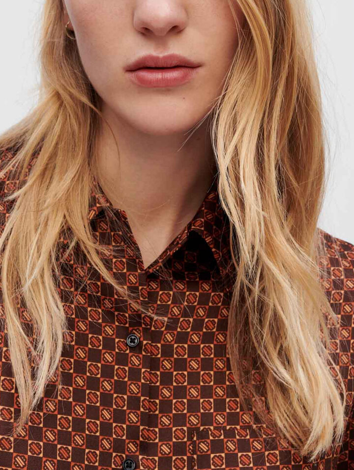 Mini Clover printed satin shirt