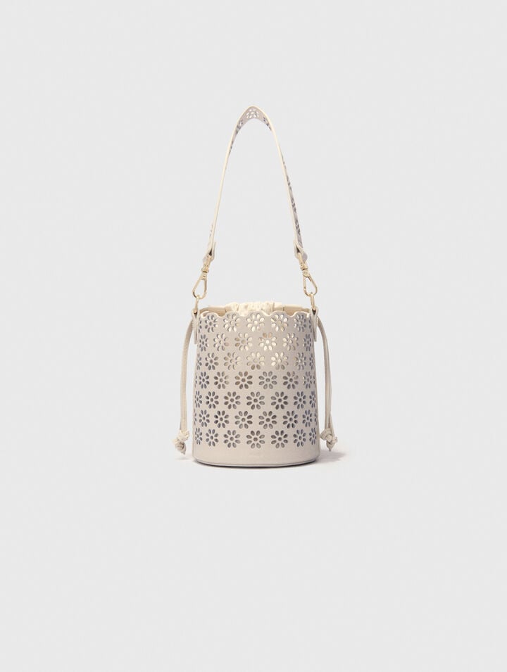 Perforated leather bucket bag