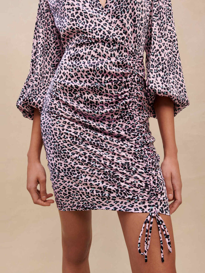 Leopard print draped dress