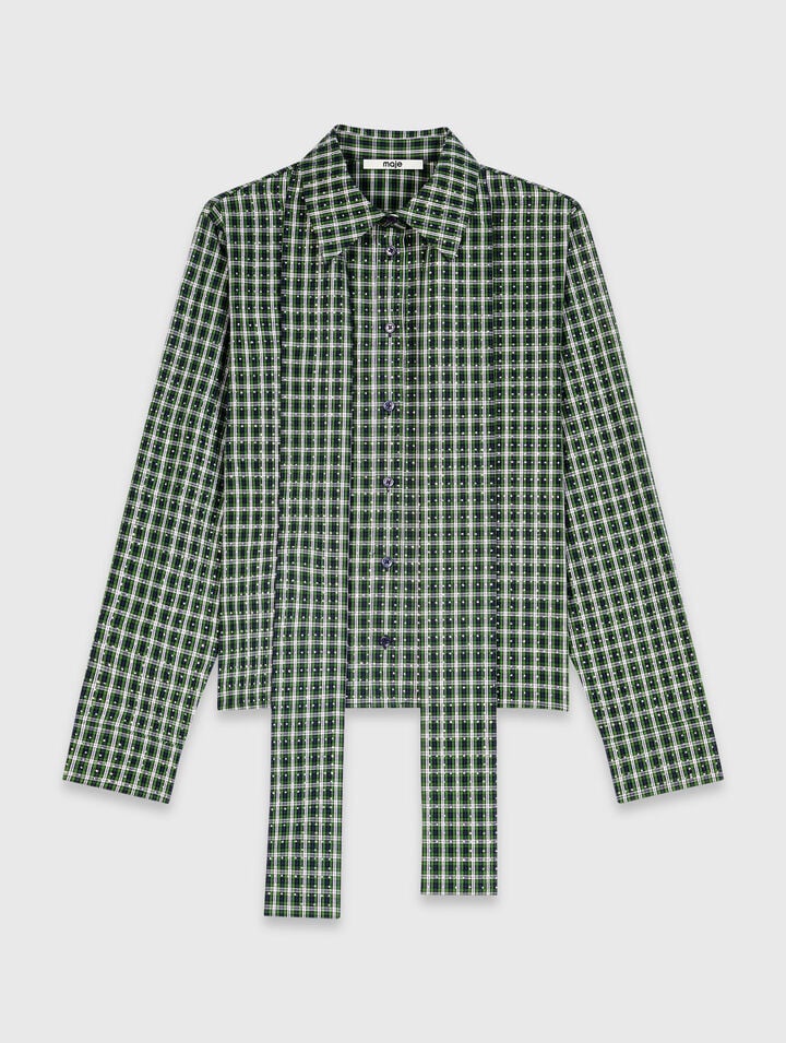 Rhinestone shirt with tie