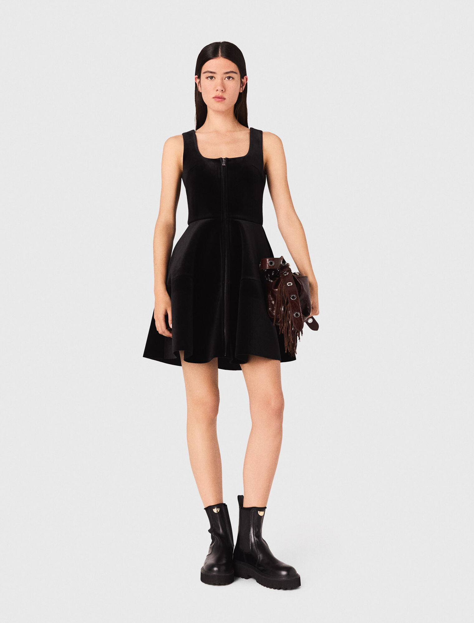 Short velvet skater dress