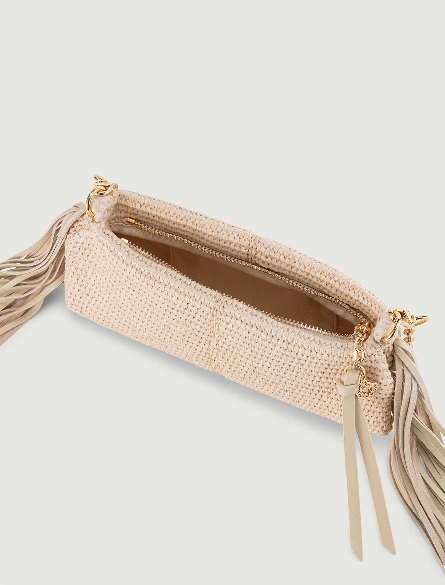 Miss M raffia-look clutch bag