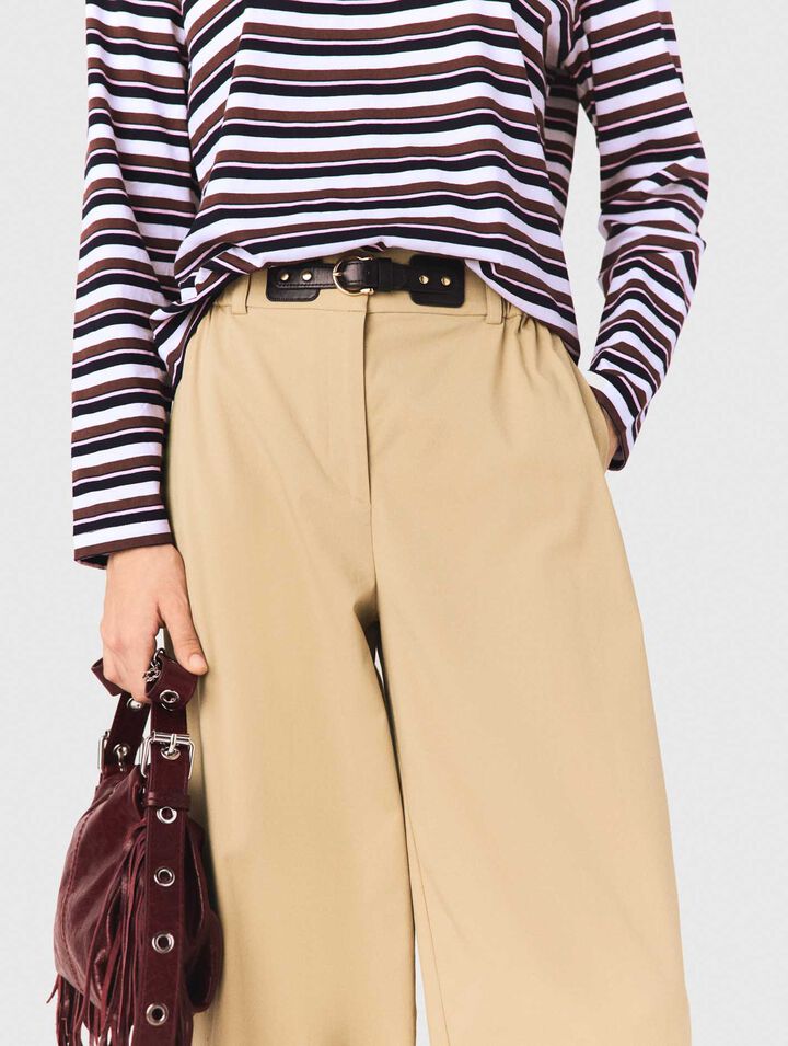 Wide-leg cotton trousers
