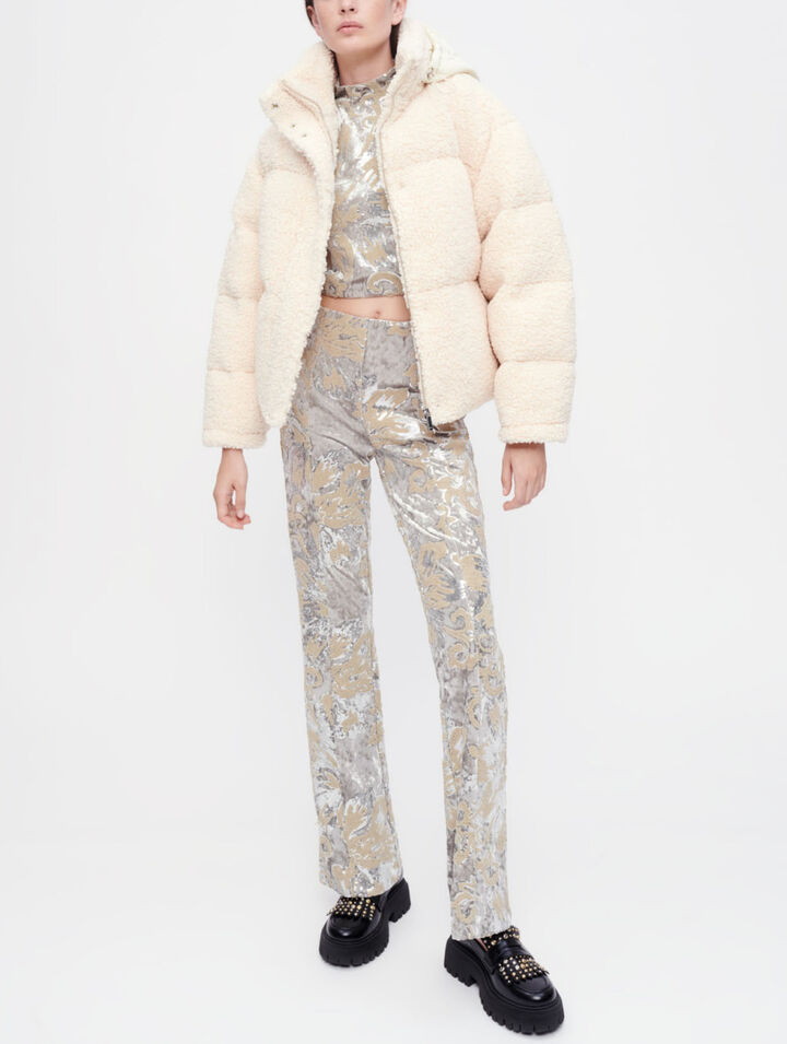 Sequin-embroidered velvet pants