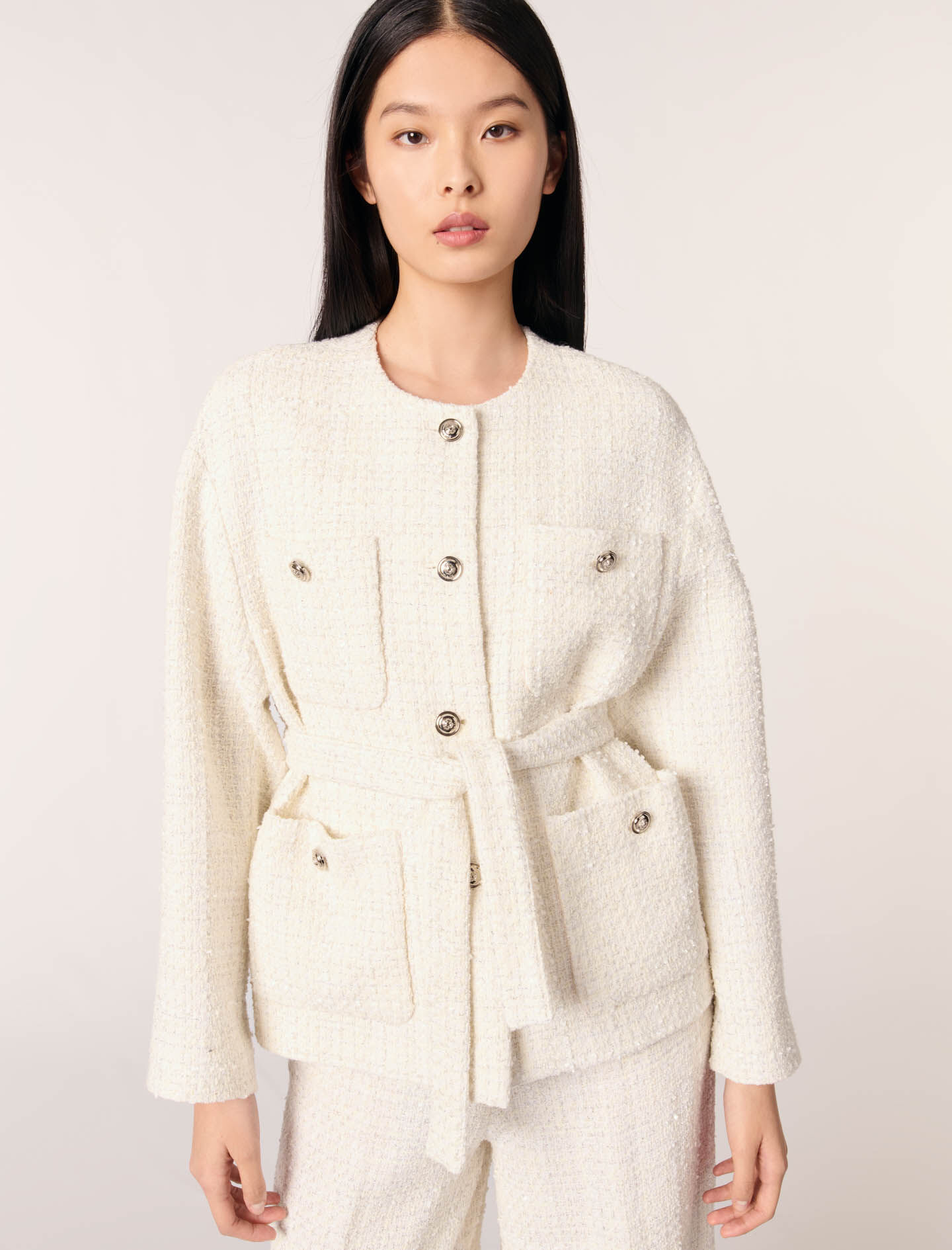 ジャケット・アウター Belted Frayed Tweed acket +skirtHerlipto Belted Frayed Tweed Jacket M - メルカリ