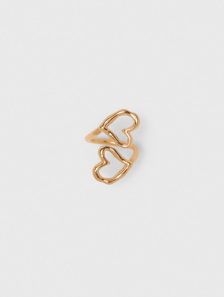 Double gold-plated heart ring