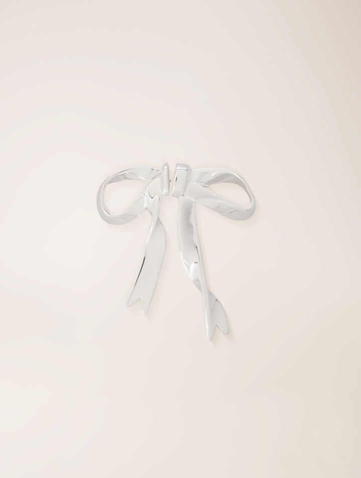 Silver bow earring
