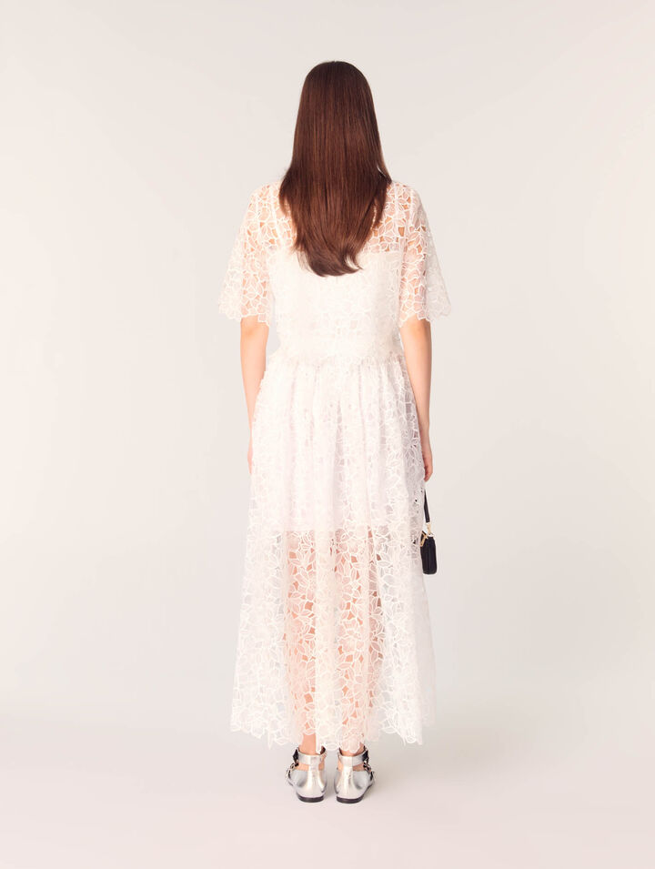 Floral guipure maxi skirt
