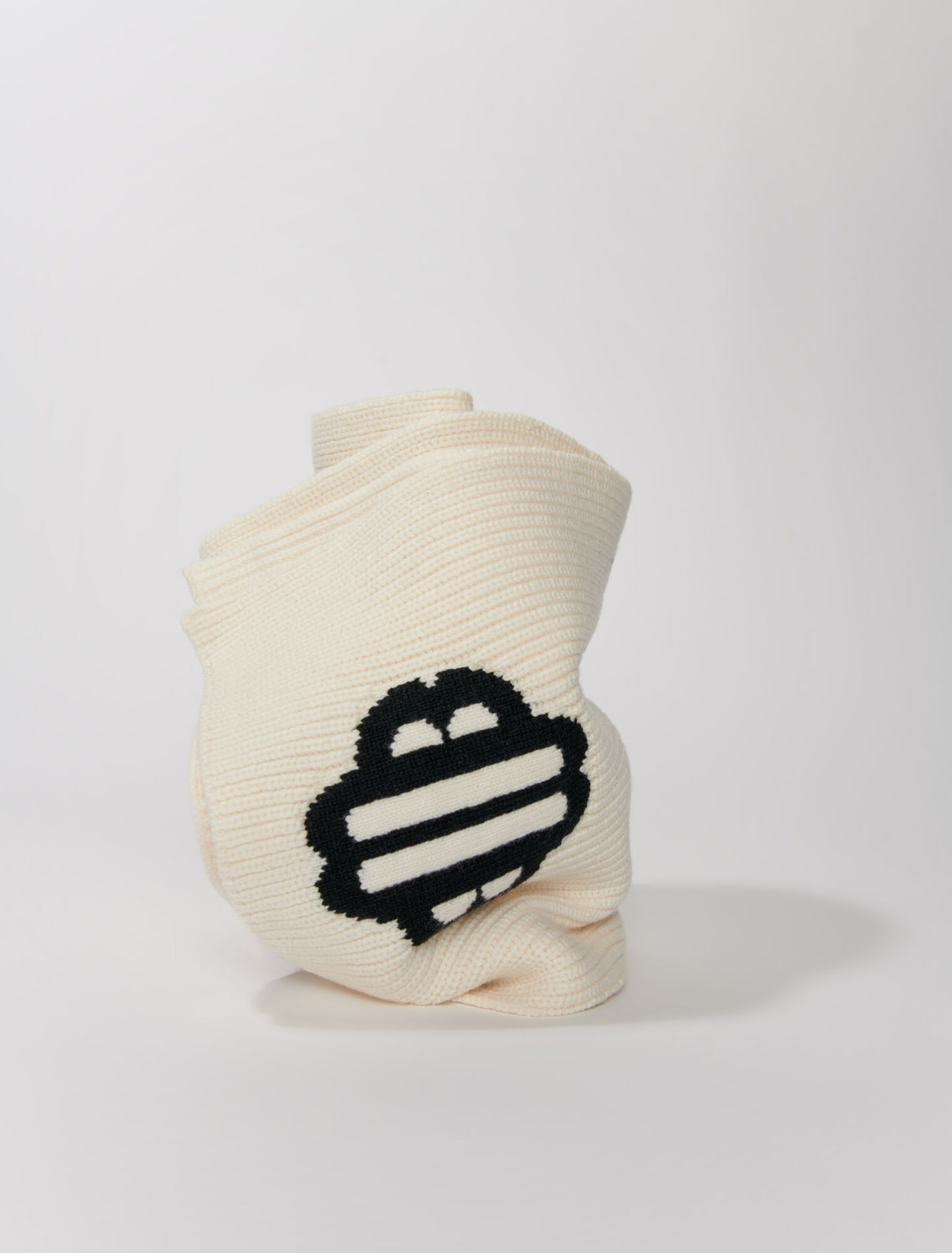 Rib-knit scarf in wool blend