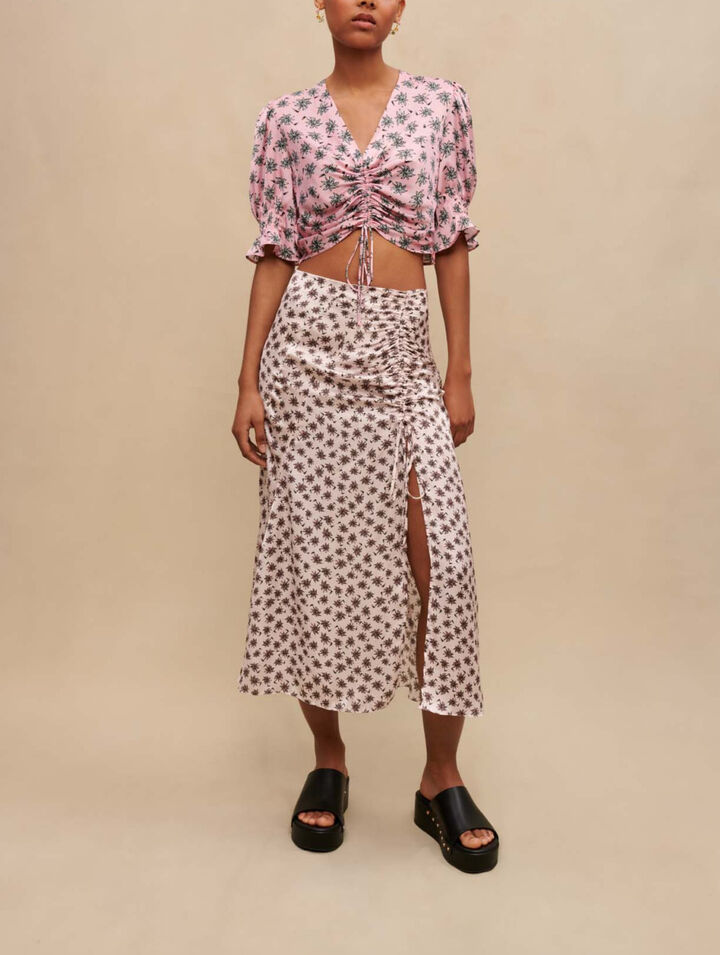 Palm-tree print crop top