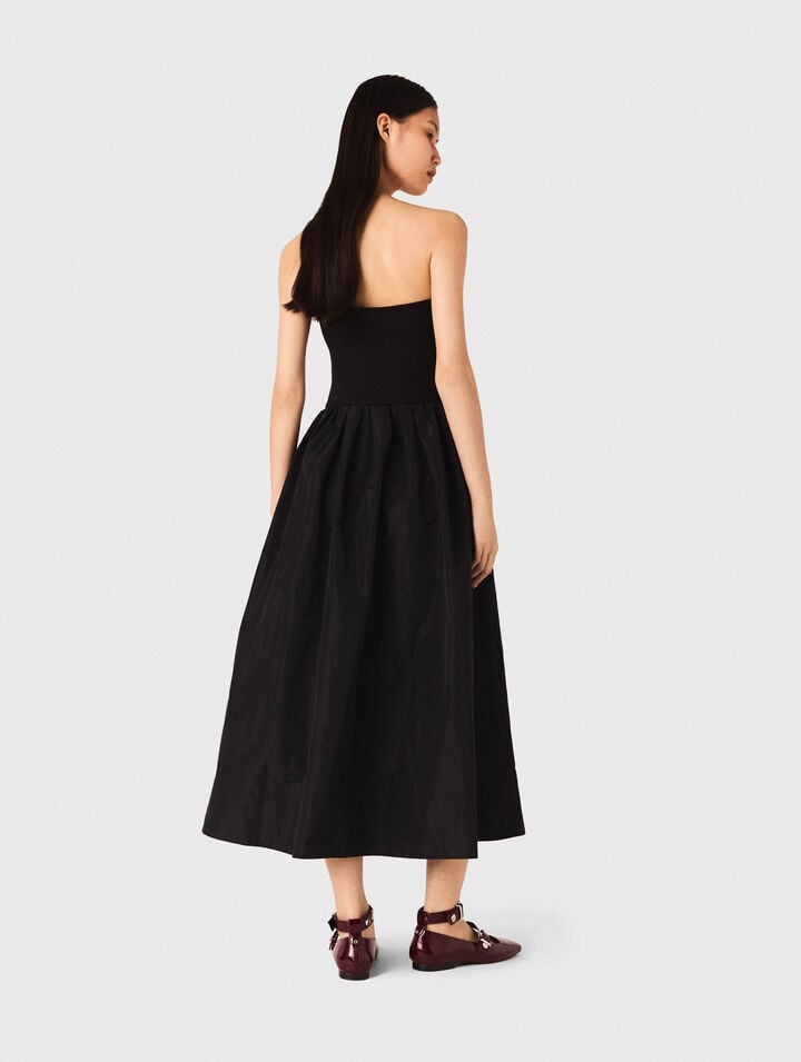 Strapless mesh and taffeta dress