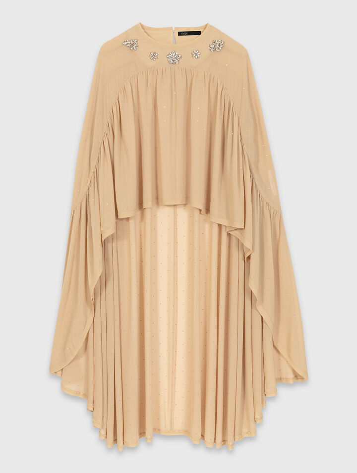 Cape top with jewel collar