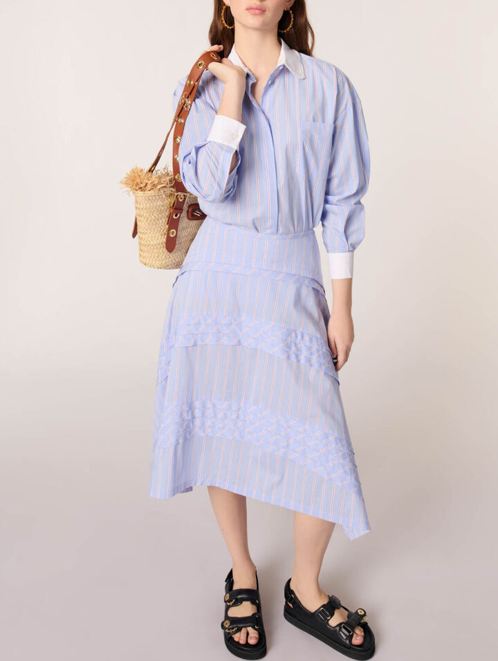 Striped cotton maxi skirt