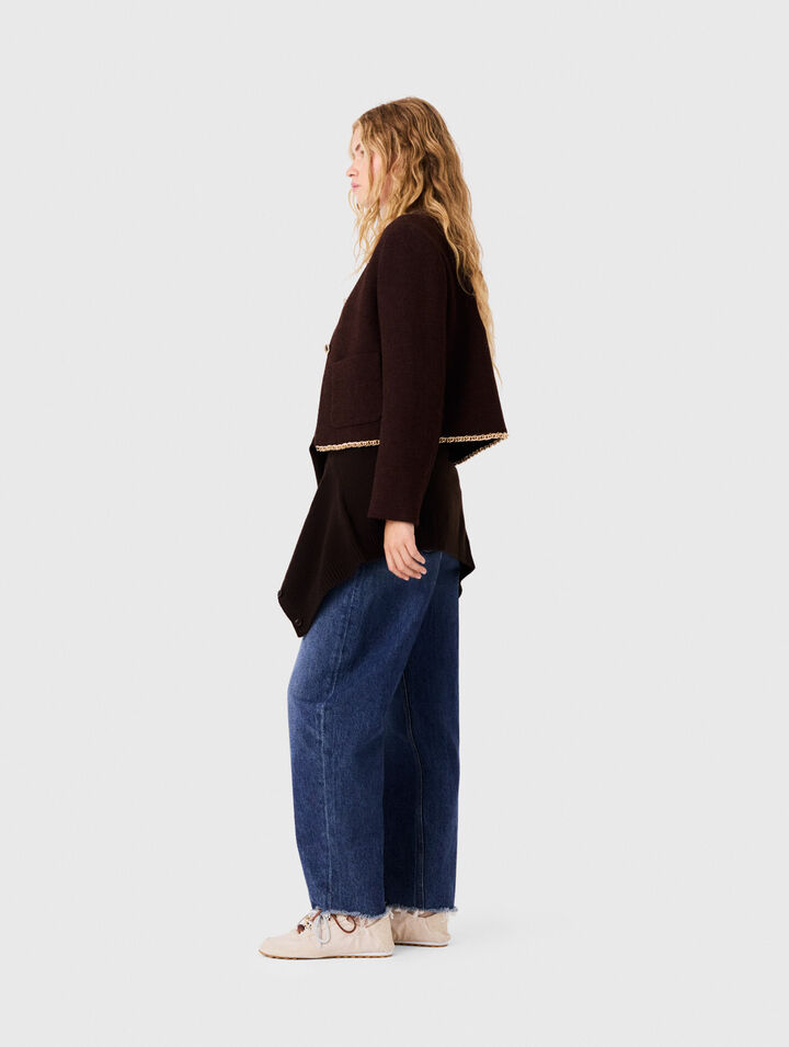 Tweed jacket with chain trim