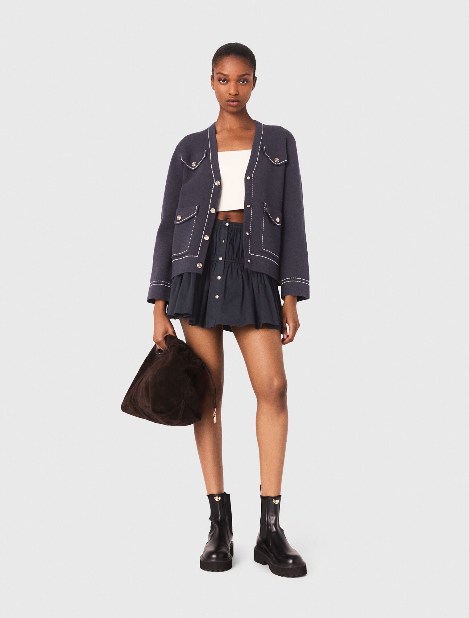 Suede leather M tote bag