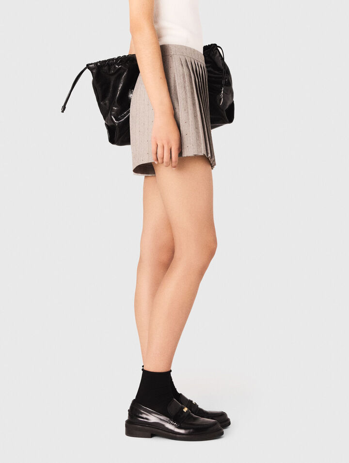 Pleated rhinestone skort