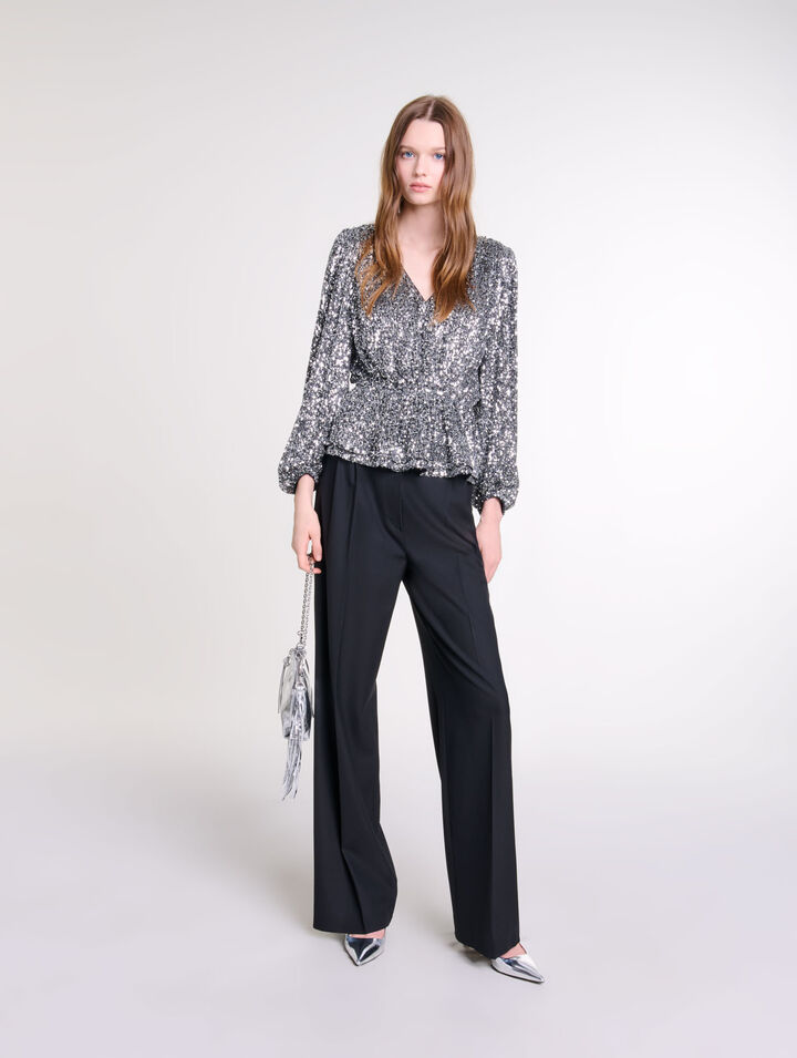 Smocked sequin top