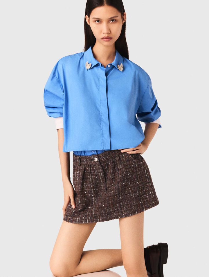 Tweed shorts with elasticated waistband