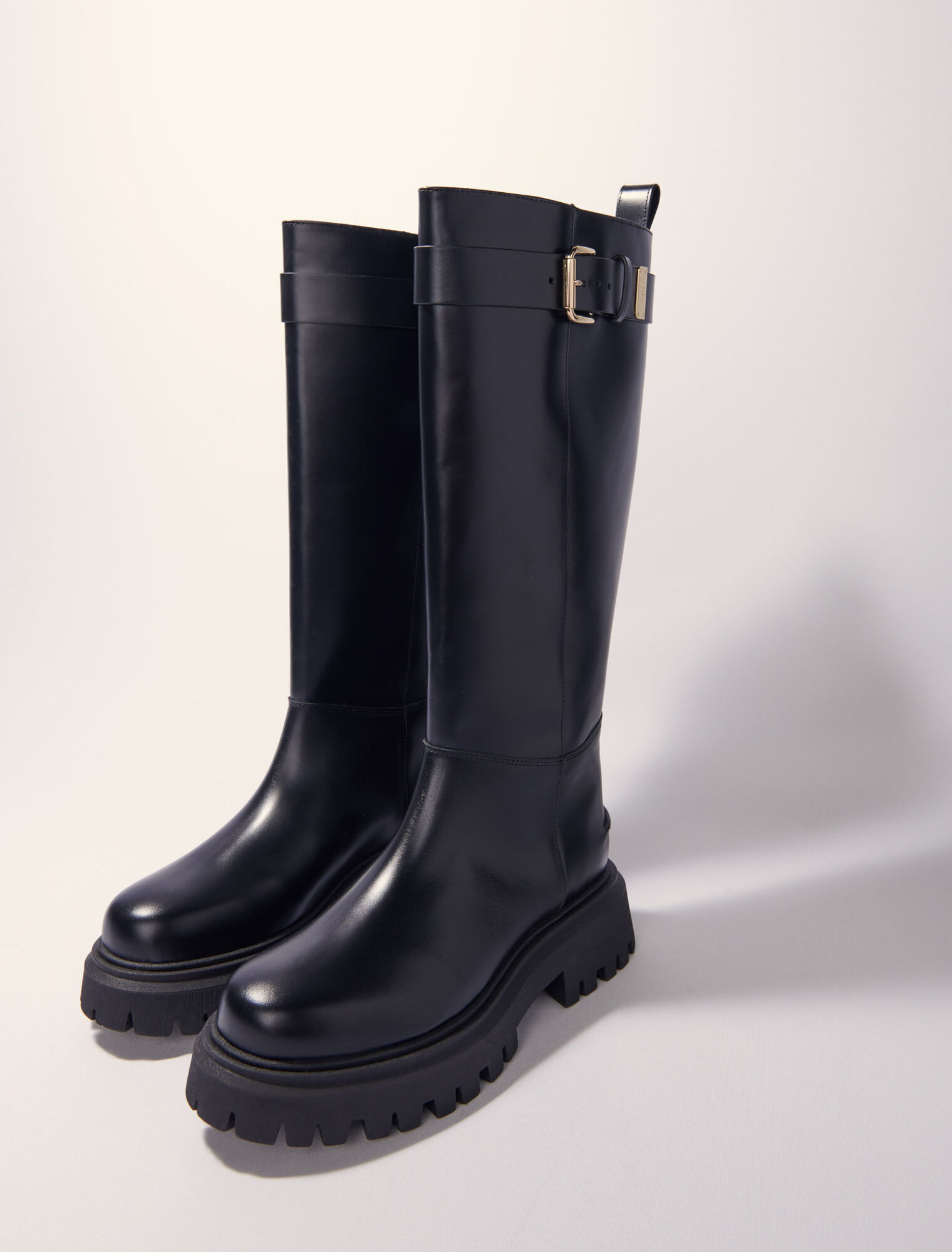 Buckled leather boots