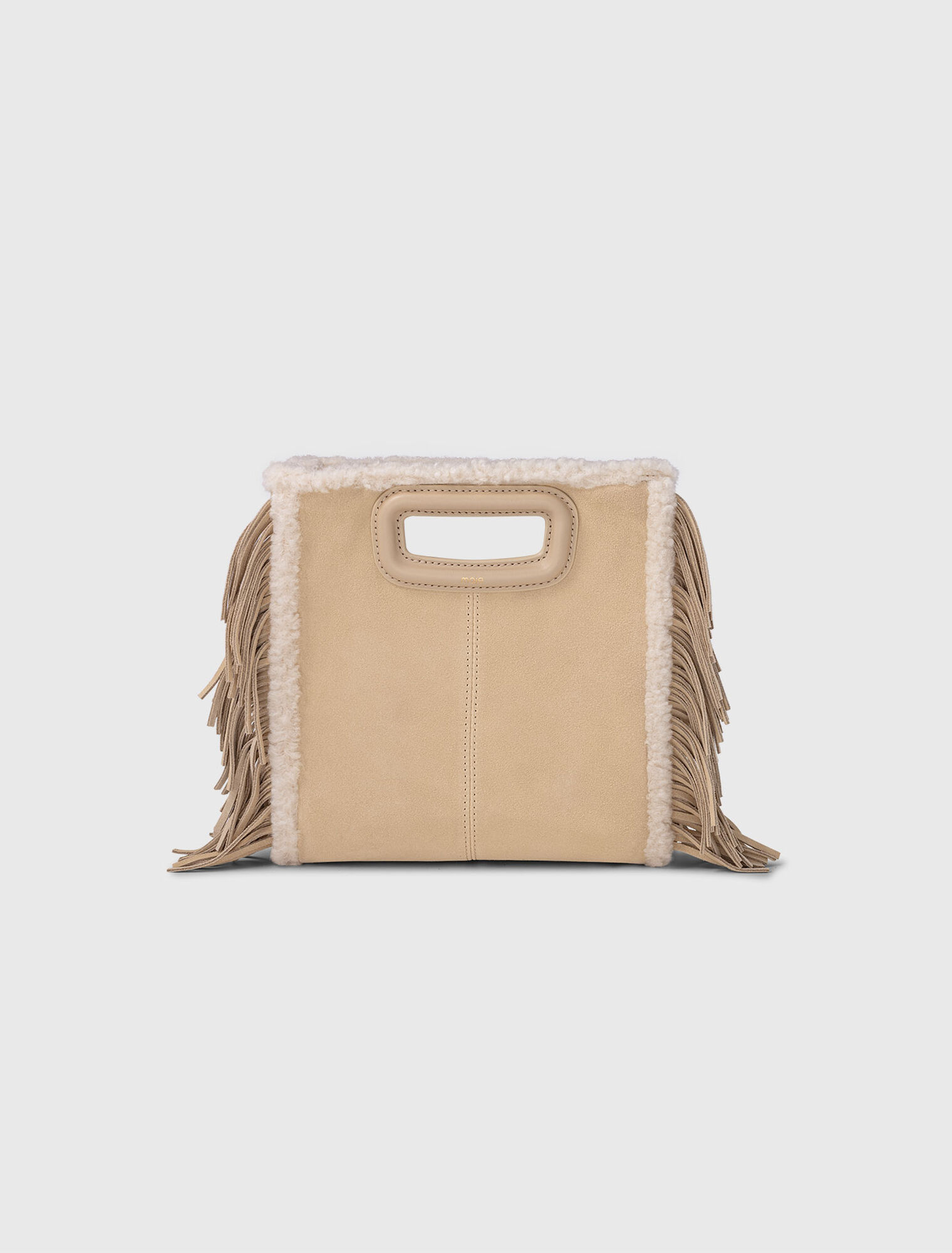 Suede and fur-effect M bag