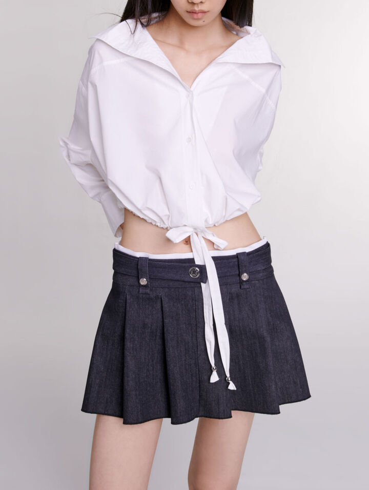 Black denim-effect mini skirt