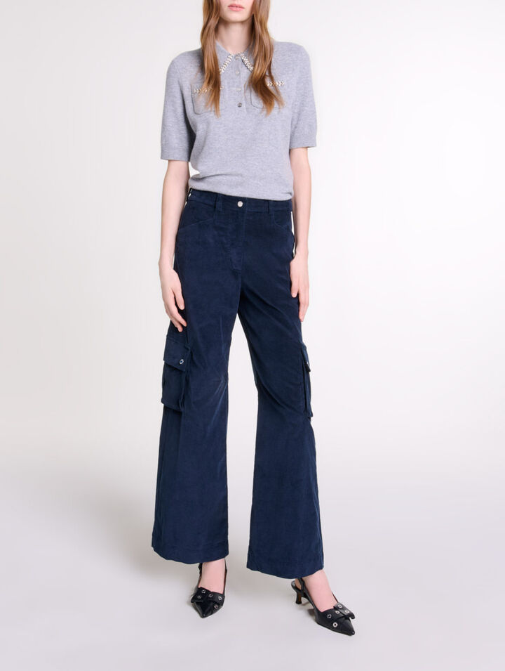 Velour cargo trousers