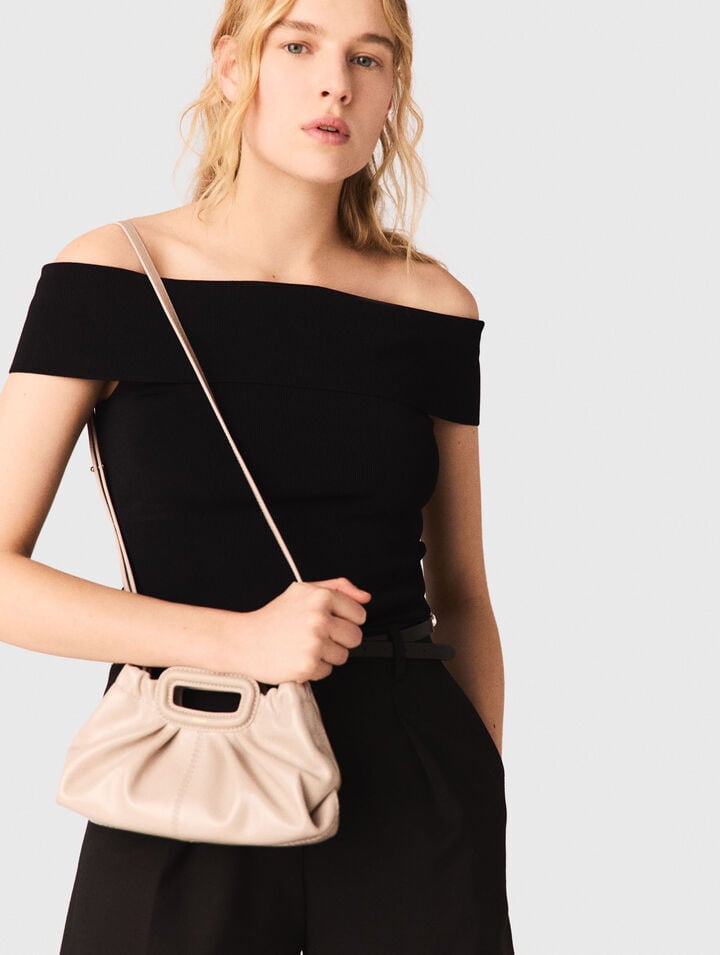 Rib knit bardot-neck top