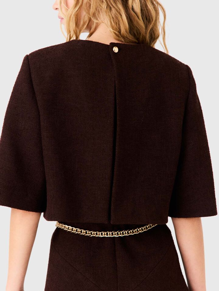 2-in-1 tweed cape dress