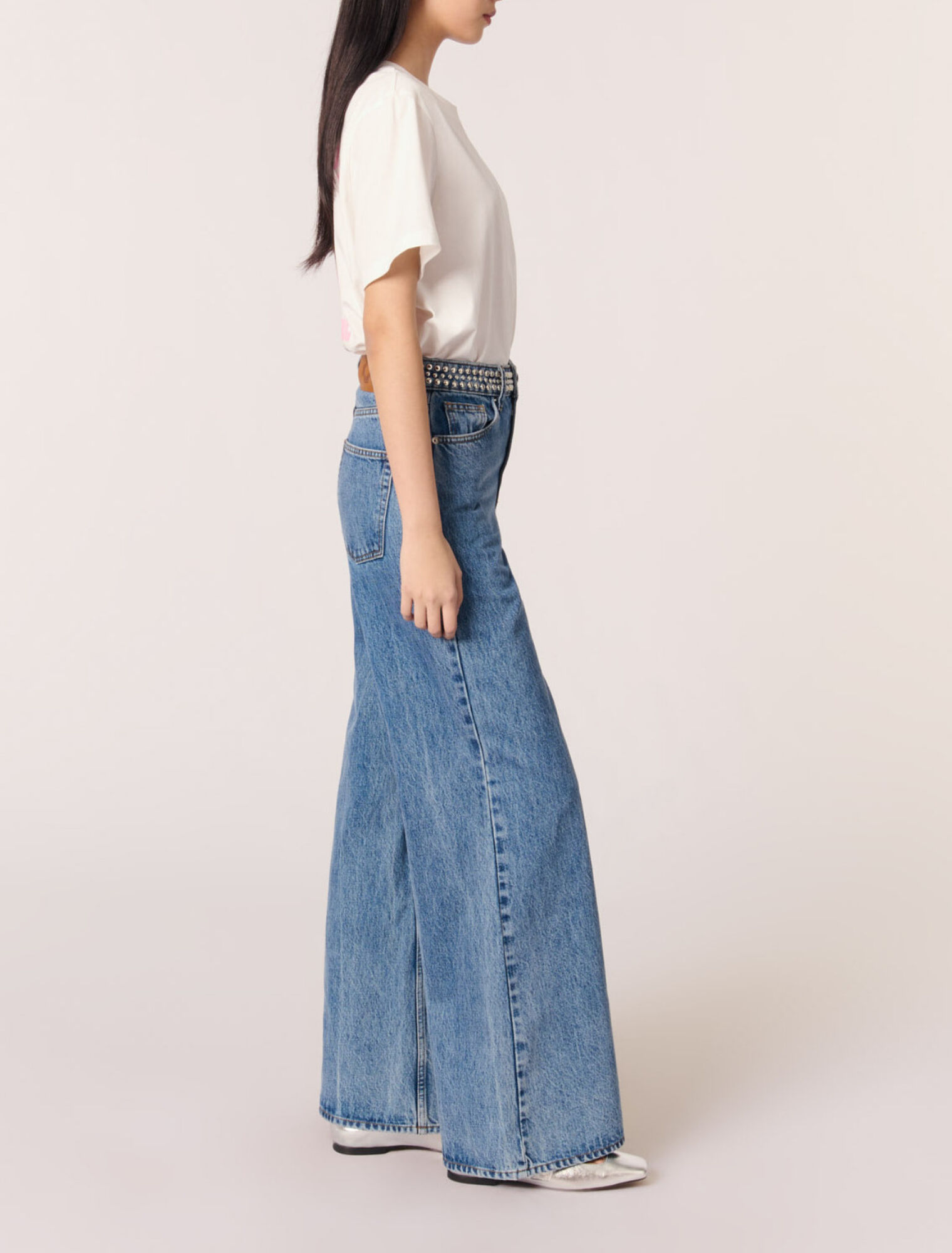 Flares jeans with studded waistband