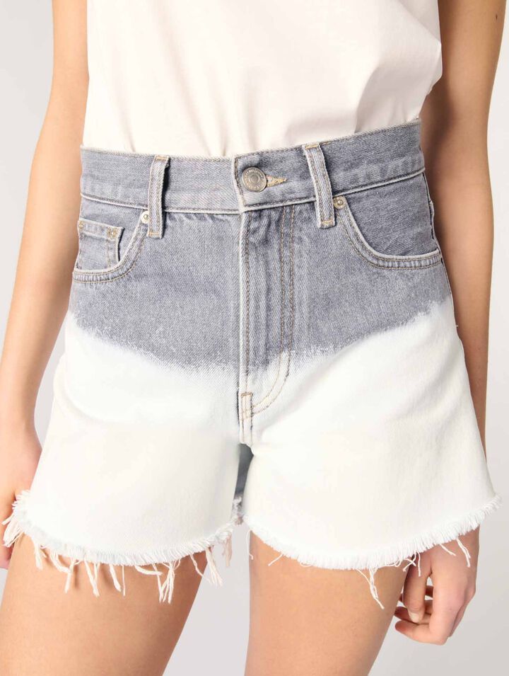 Tie-dye denim shorts