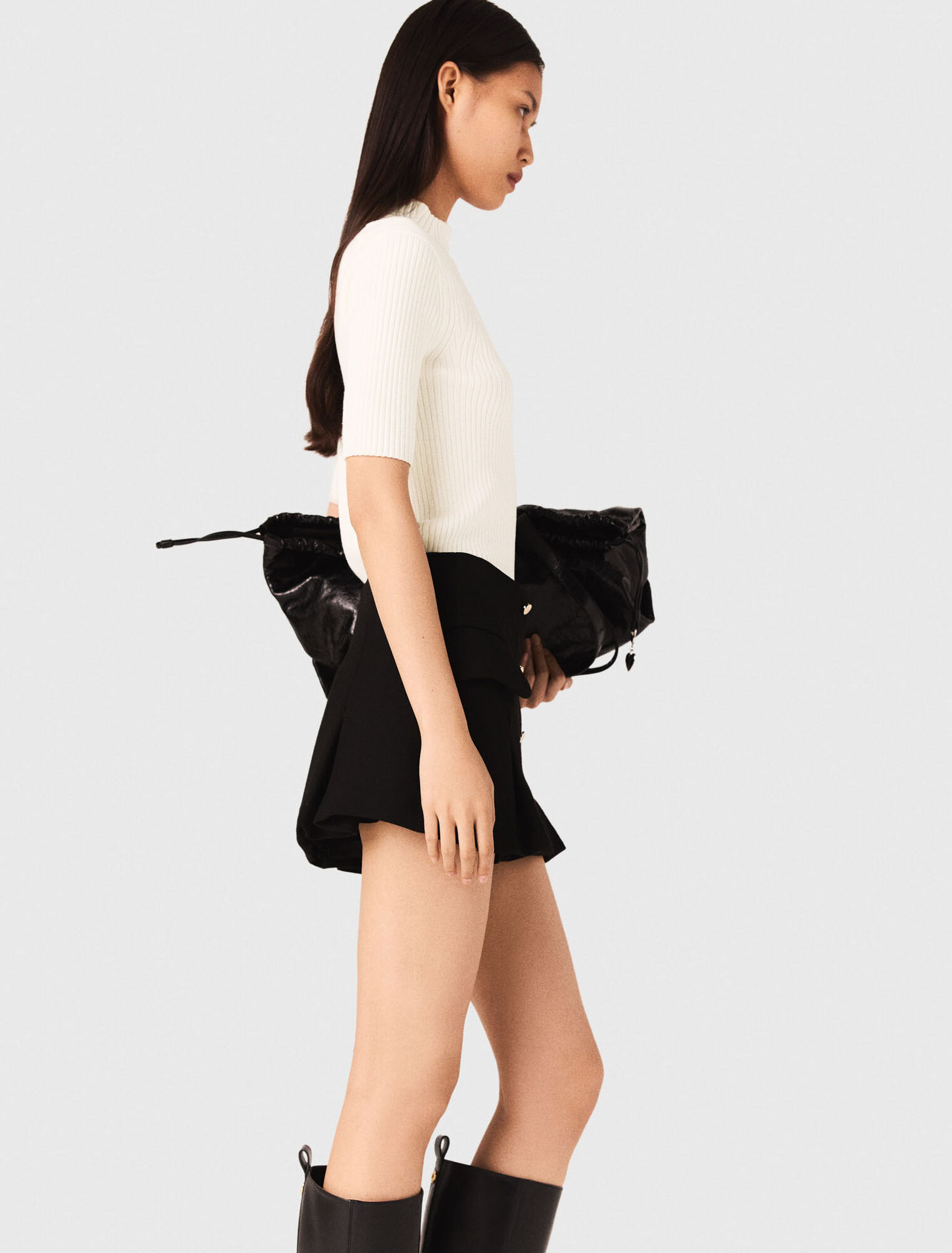 Cotton and silk ribbed top