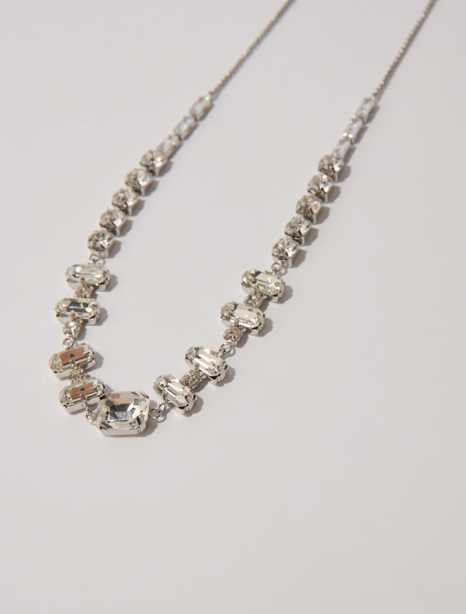 Silver rhinestone choker necklace