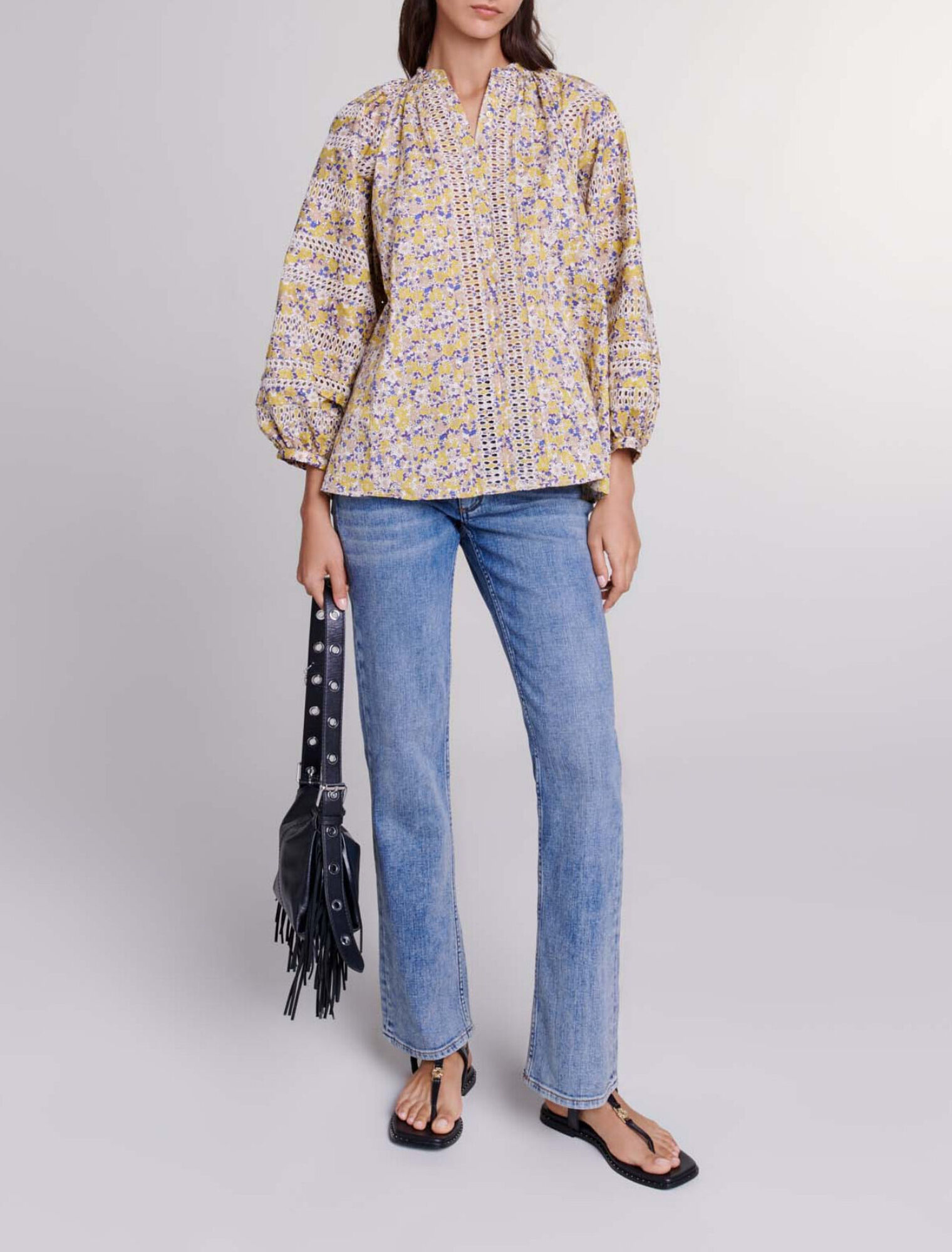 Patterned embroidered blouse