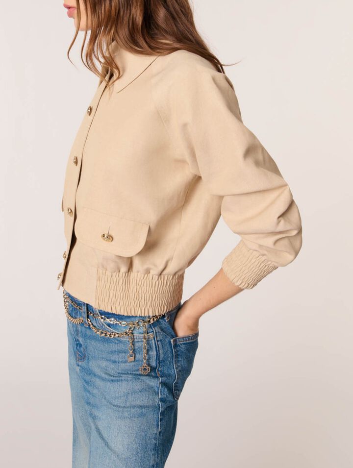 Linen and cotton bomber jacket