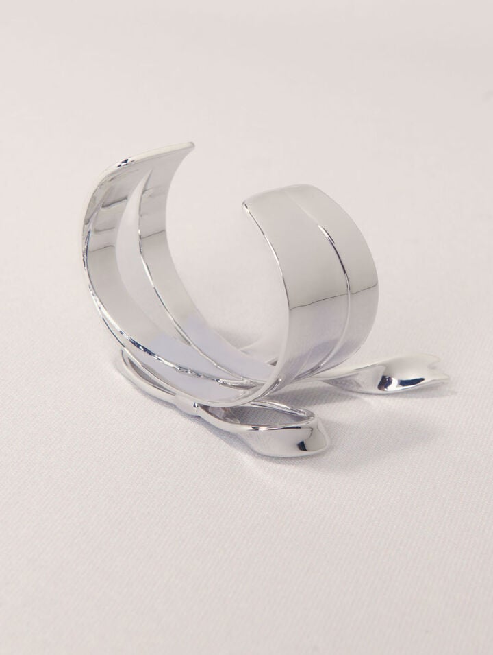 Silver bow cuff