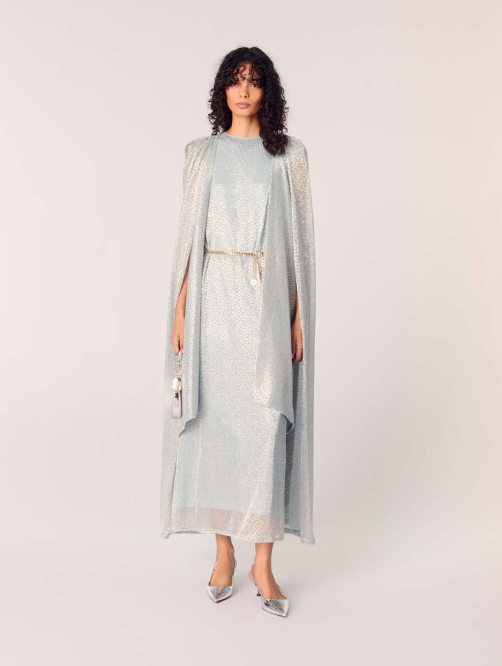Lurex cape maxi dress