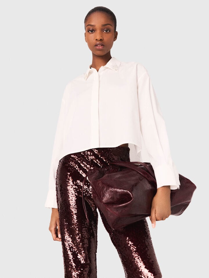 Cropped shirt with jewel detail