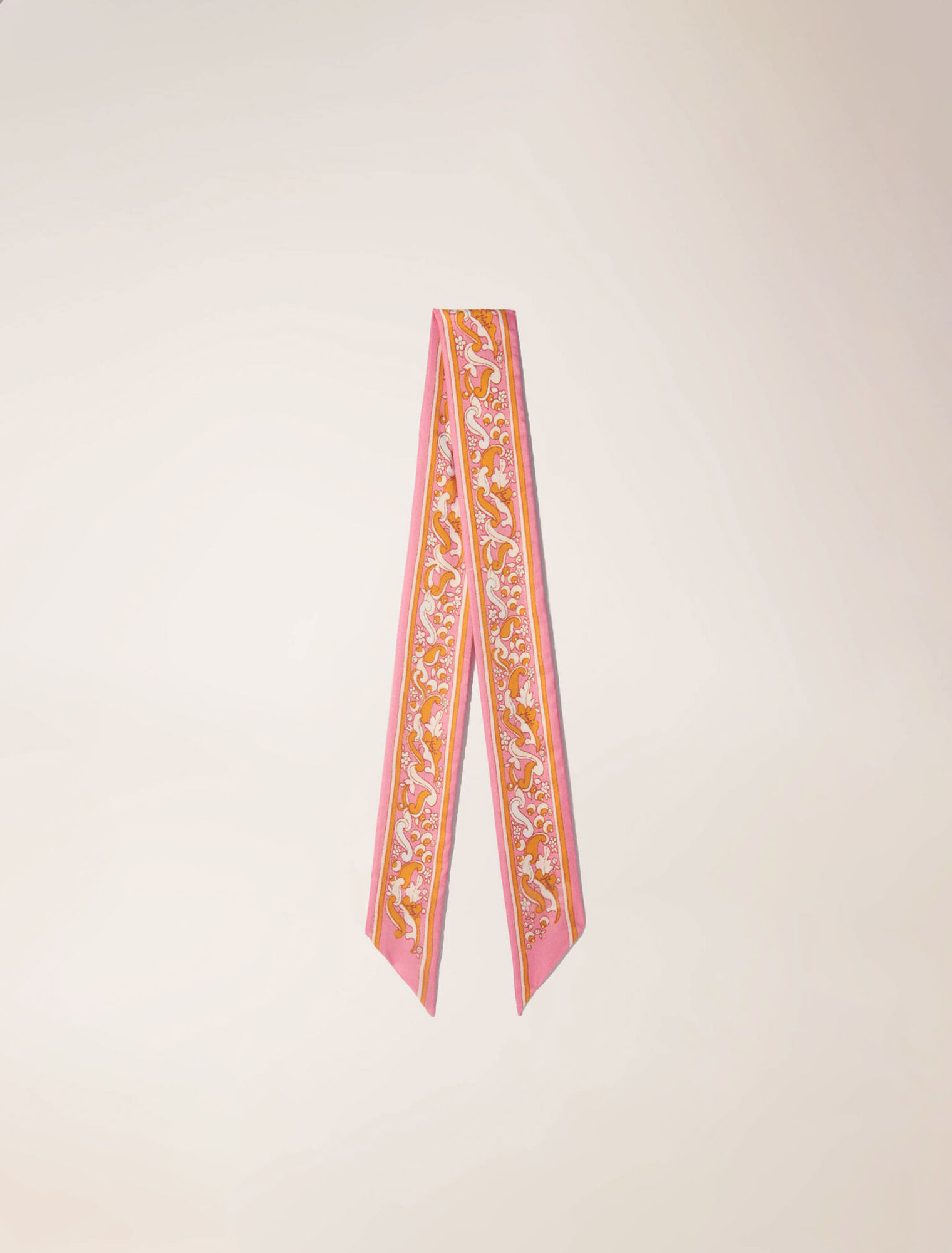 90x5cm floral motif ribbon scarf