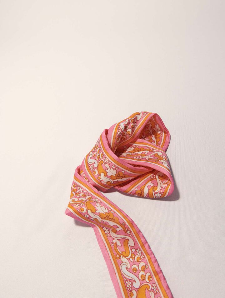 90x5cm floral motif ribbon scarf