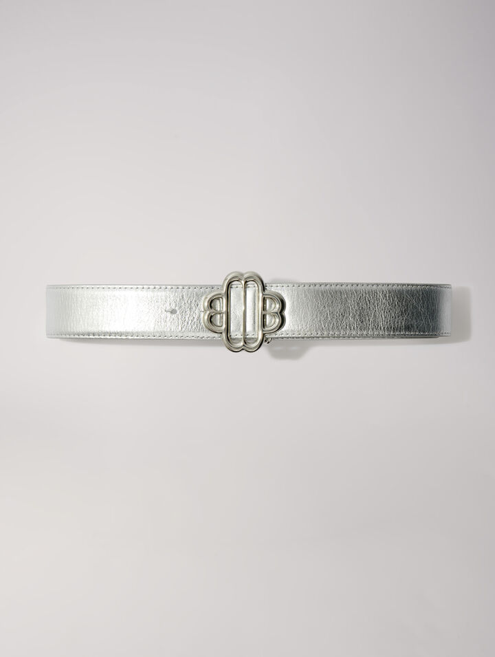 Clover belt in metallic leather